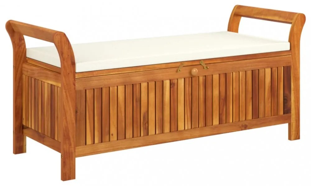 tömör akácfa tárolópad párnával 126 cm