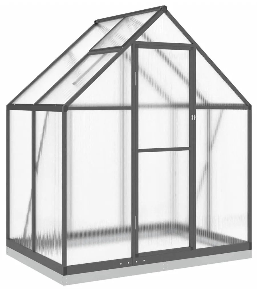 antracitszürke alumínium melegház alapvázzal 169 x 114 x 202 cm