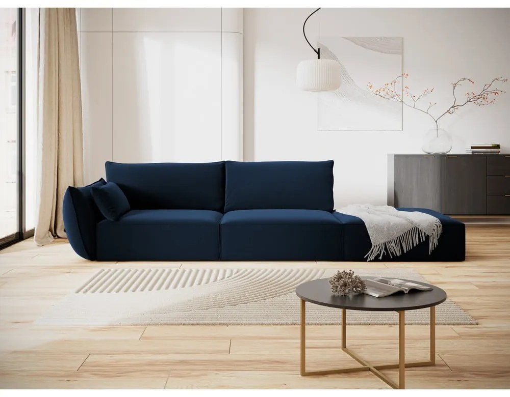 Sötétkék bársony kanapé, bal oldali 264 cm Vanda – Mazzini Sofas