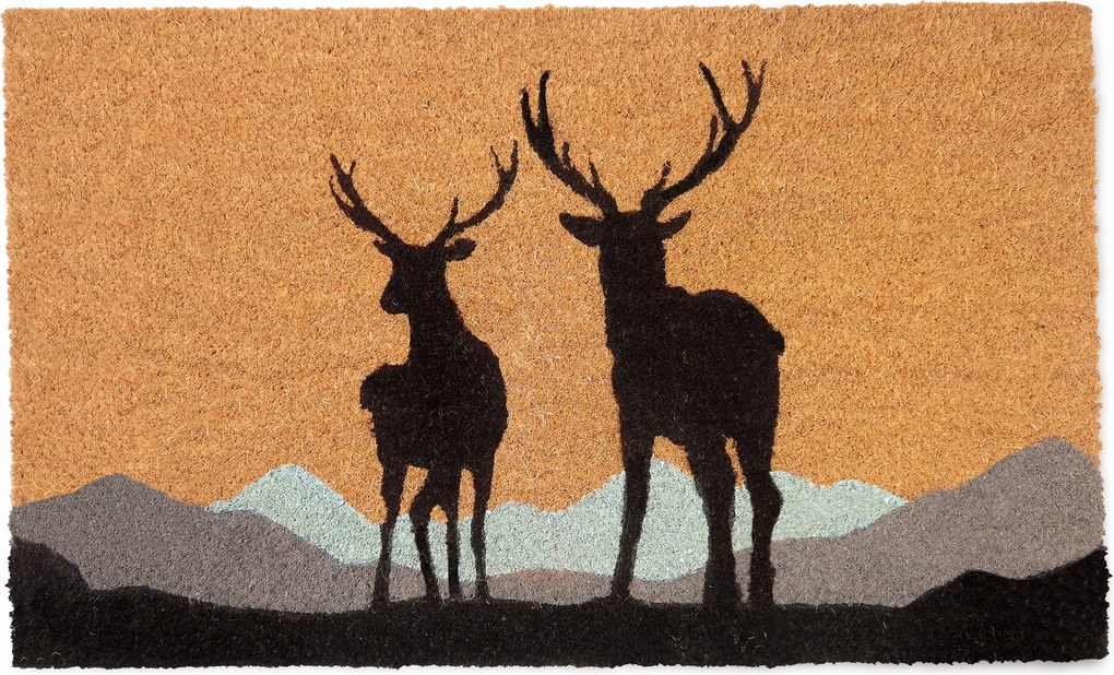 Kókuszrost Lábtörlő vadászminta, Bikák, 74x45cm