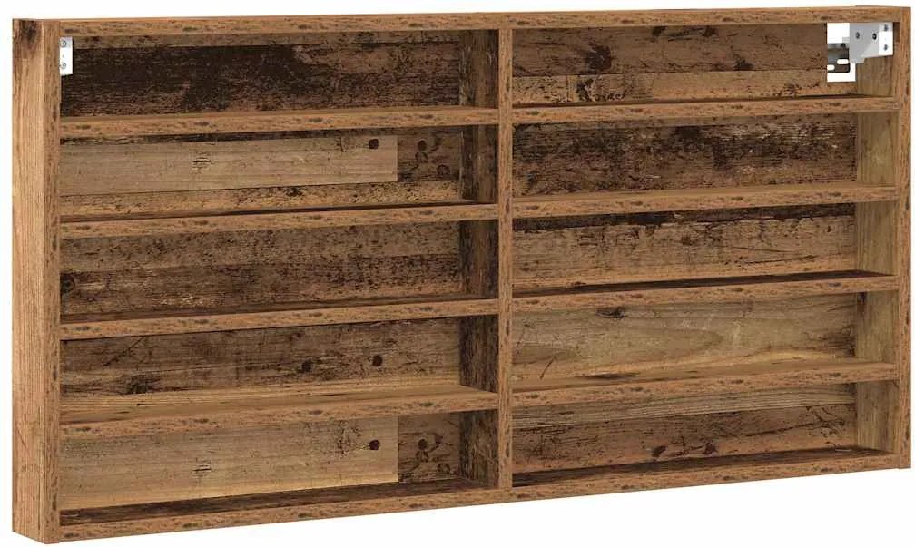 vidaXL Kiállító szekrény polcokkal Öreg fa 100 x 8,5 x 50 cm Faanyag