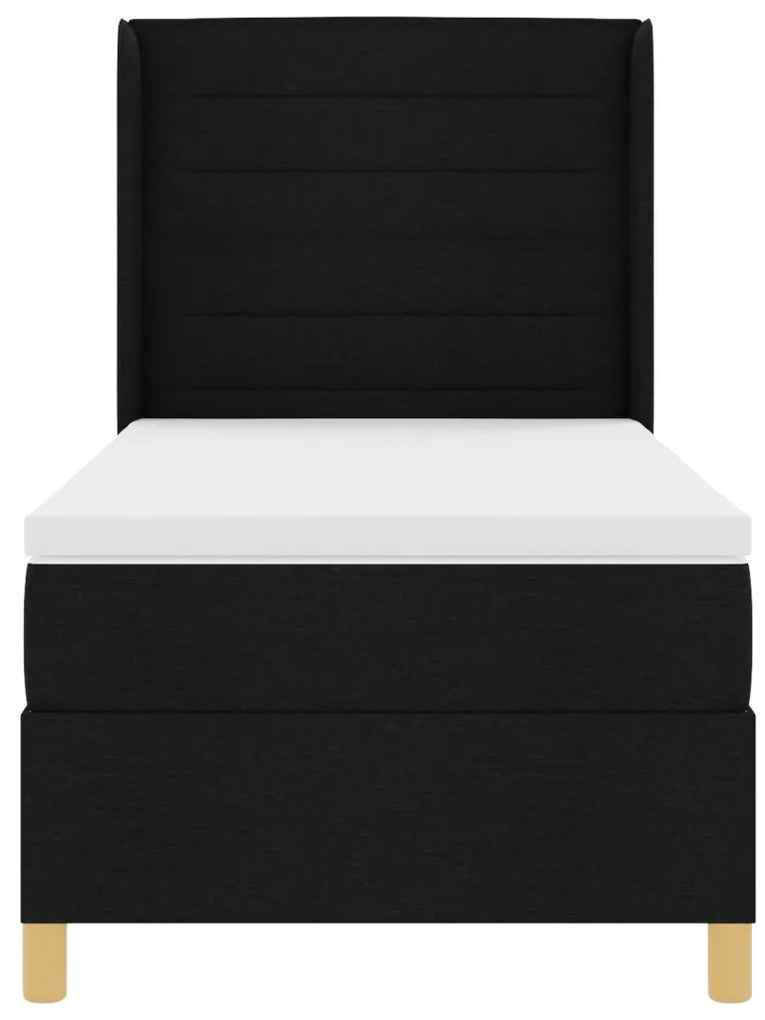 Box Spring ágy matraccal - Fekete, 80x200 cm, Szövet