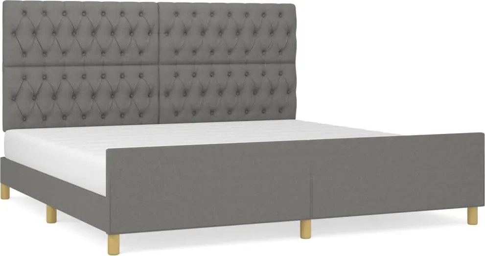 vidaXL sötétszürke szövet ágykeret fejtámlával 200x200 cm