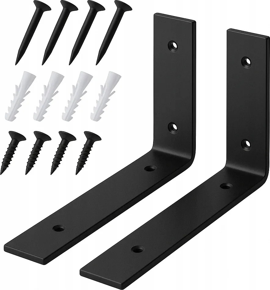 2 Db Fekete Fém Polctartó Konzol, Loft Stílusú Polctartó