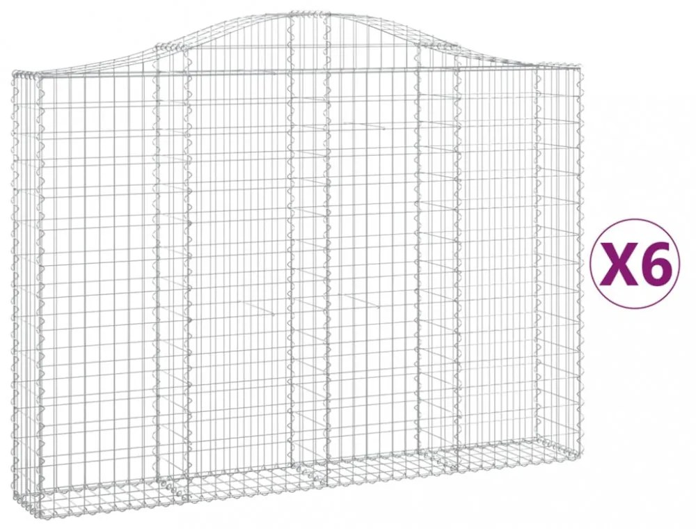 6 db íves horganyzott vas gabion kosár 200x30x140/160 cm