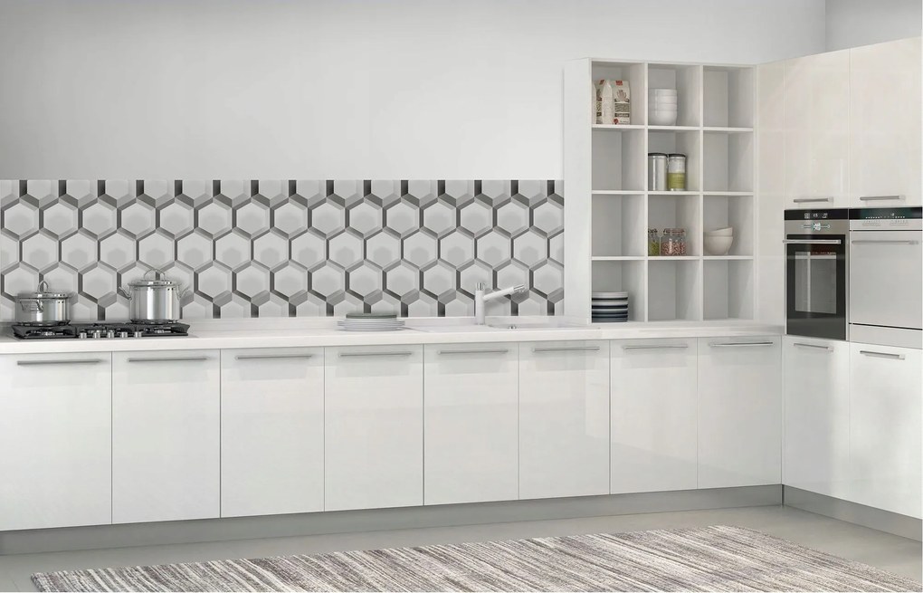 Fotótapéta Hatszögek 3D Geometriai illúziók Monokróm 250x60 +ragasztó