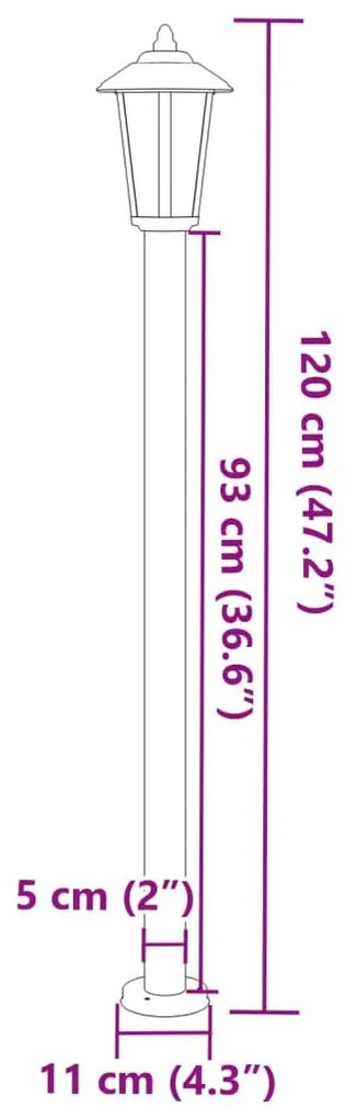 3 db ezüstszínű rozsdamentes acél kültéri állólámpa 120 cm