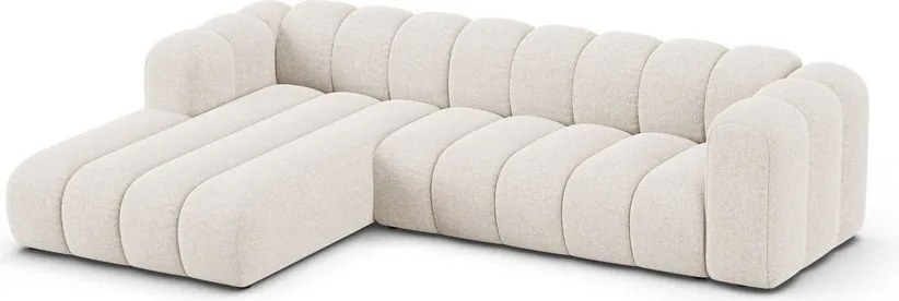 Krémszínű zsenília sarokkanapé (bal oldali-heverő résszel) Lupine – Micadoni