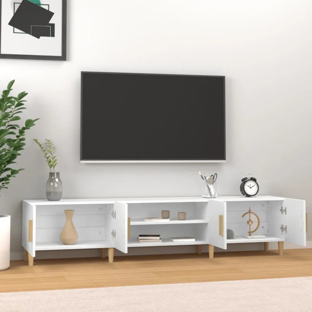 fehér szerelt fa TV-szekrény 180 x 31,5 x 40 cm