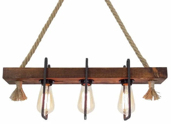 Kábelcsillár KUTUK 3xE27/40W/230V, fenyő