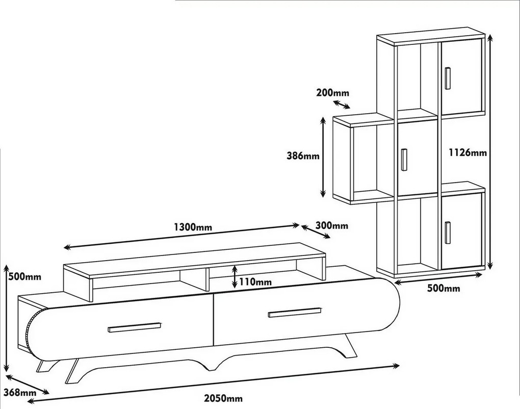 TV-szekrény Flora S Yellow and Walnut