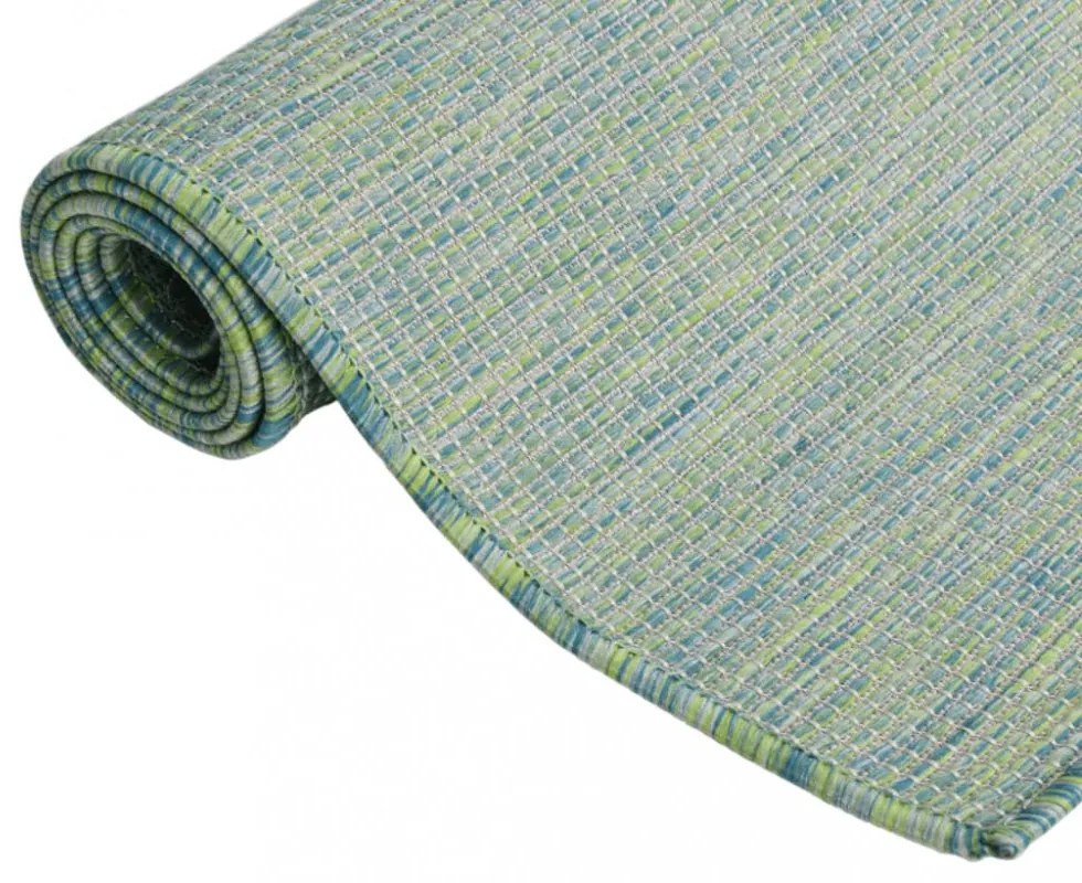 türkizkék lapos szövésű kültéri szőnyeg 80 x 250 cm