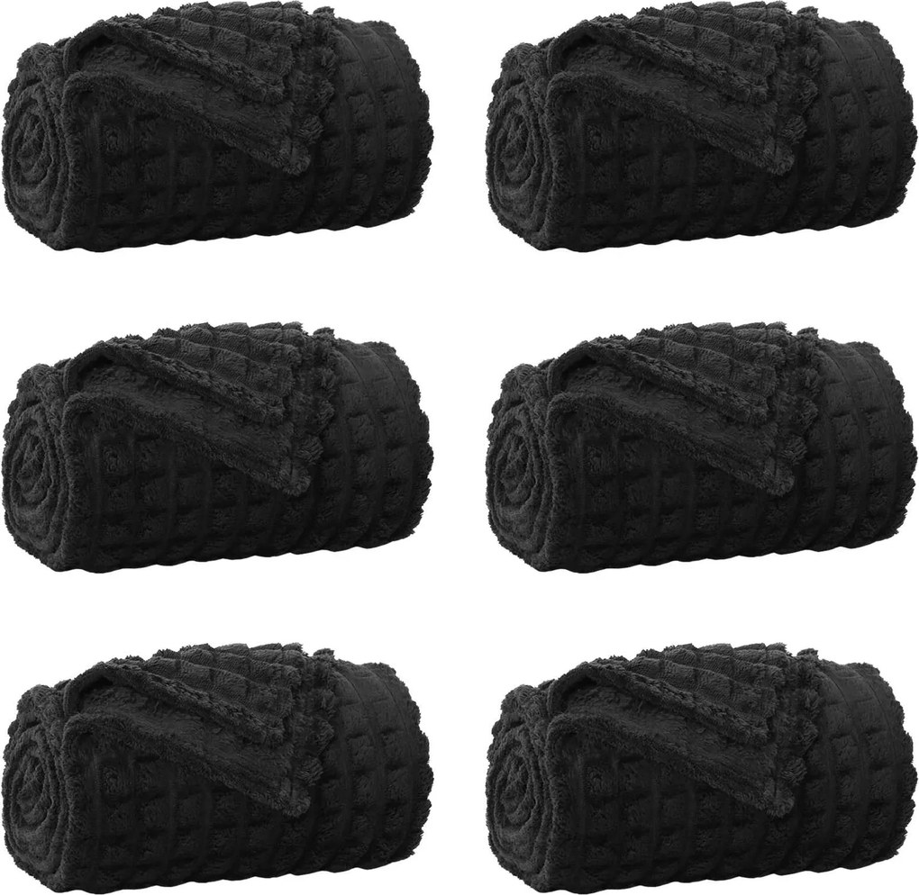 vidaXL Takarók 6 pcs Fekete 150 x 130 cm Gyapjú