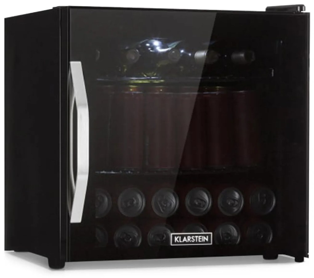 Klarstein Beersafe L Onyx, hűtőszekrény, E energiahatékonysági osztály, LED, fém rácsok, üvegajtó, fekete