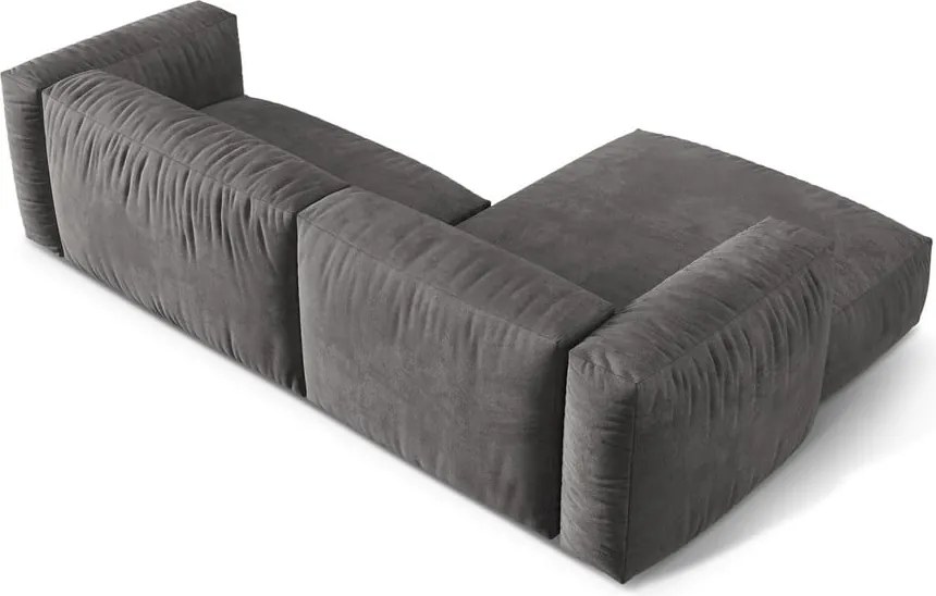Szürke bársony moduláris sarokkanapé (bal oldali-heverő résszel) Martina – Micadoni