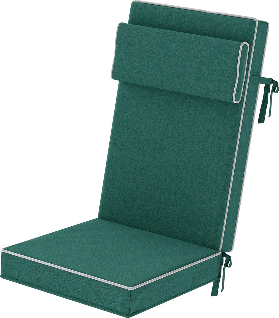 Outsunny Ülőpárna 120 x 47 x 9.5 cm Vízálló Székpárna Pántokkal, Fejtámlával, UPF50+ Kültéri-Beltéri Ülőpárna, Ülőpárna Összecsukható Székhez, Étkezős