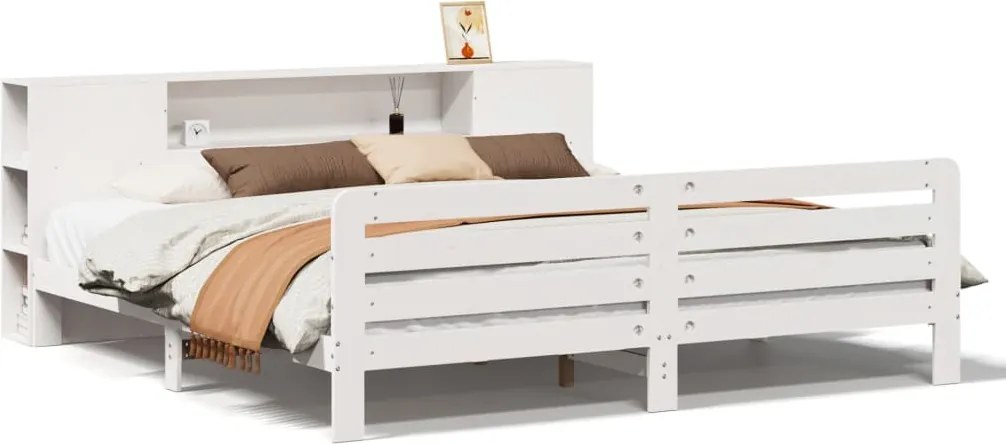 vidaXL fehér tömör fenyőfa ágy matrac nélkül 200 x 200 cm