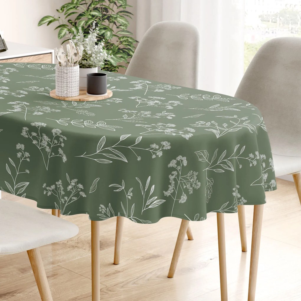 Goldea ovális pamut terítő - gyógynövény levelek 140 x 280 cm