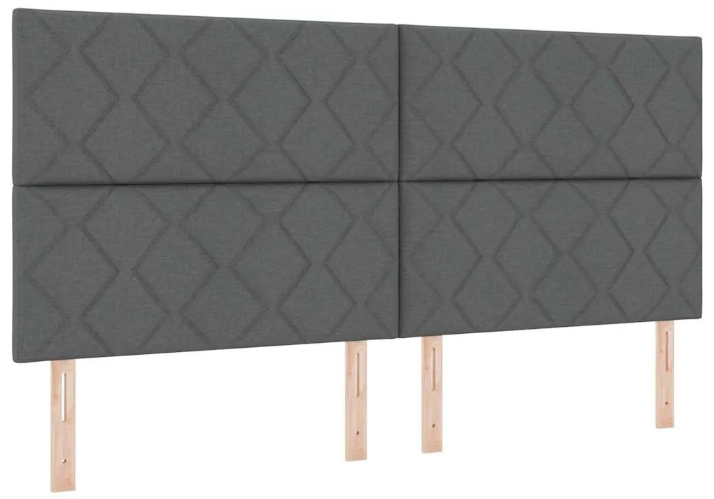 Boxrugós ágy matracmal Szürke 200 x 200 cm szövet