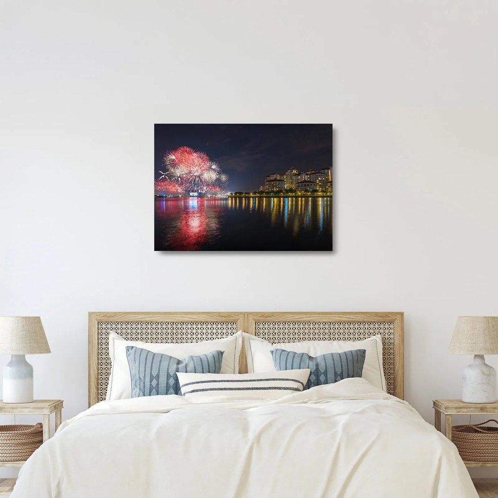 A szingapúri tűzijáték képe (üvegen) (70x50 cm)