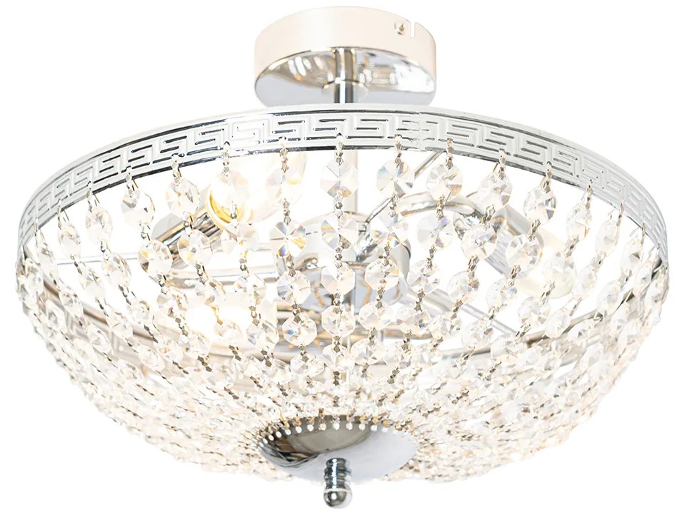 Klasszikus mennyezeti lámpa acélból kristállyal 3 lámpás - Mondrian