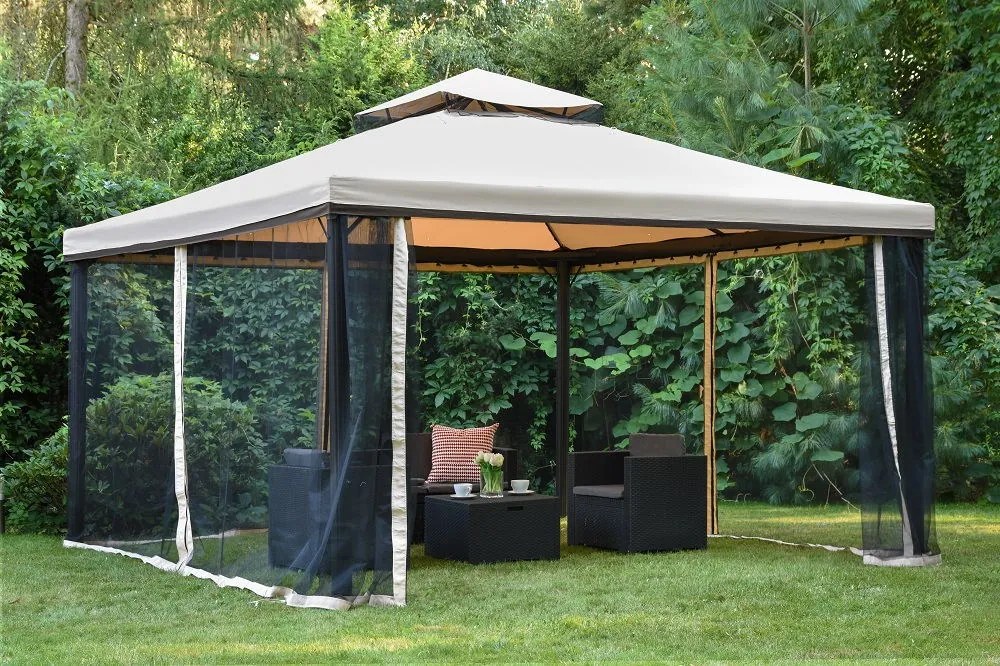Kerti pavilonkrém szúnyoghálóval Valencia 4x4 m Garden Point