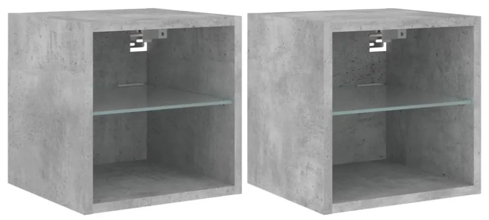 2 db betonszürke fali TV-szekrény LED-ekkel 30 x 28,5 x 30 cm