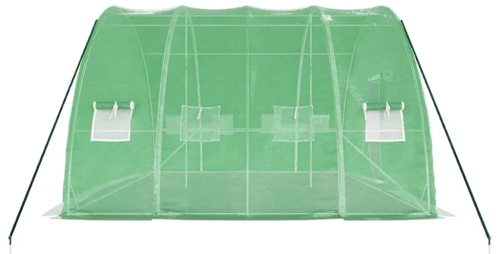 zöld acélvázas melegház 24 m² 6 x 4 x 2,85 m