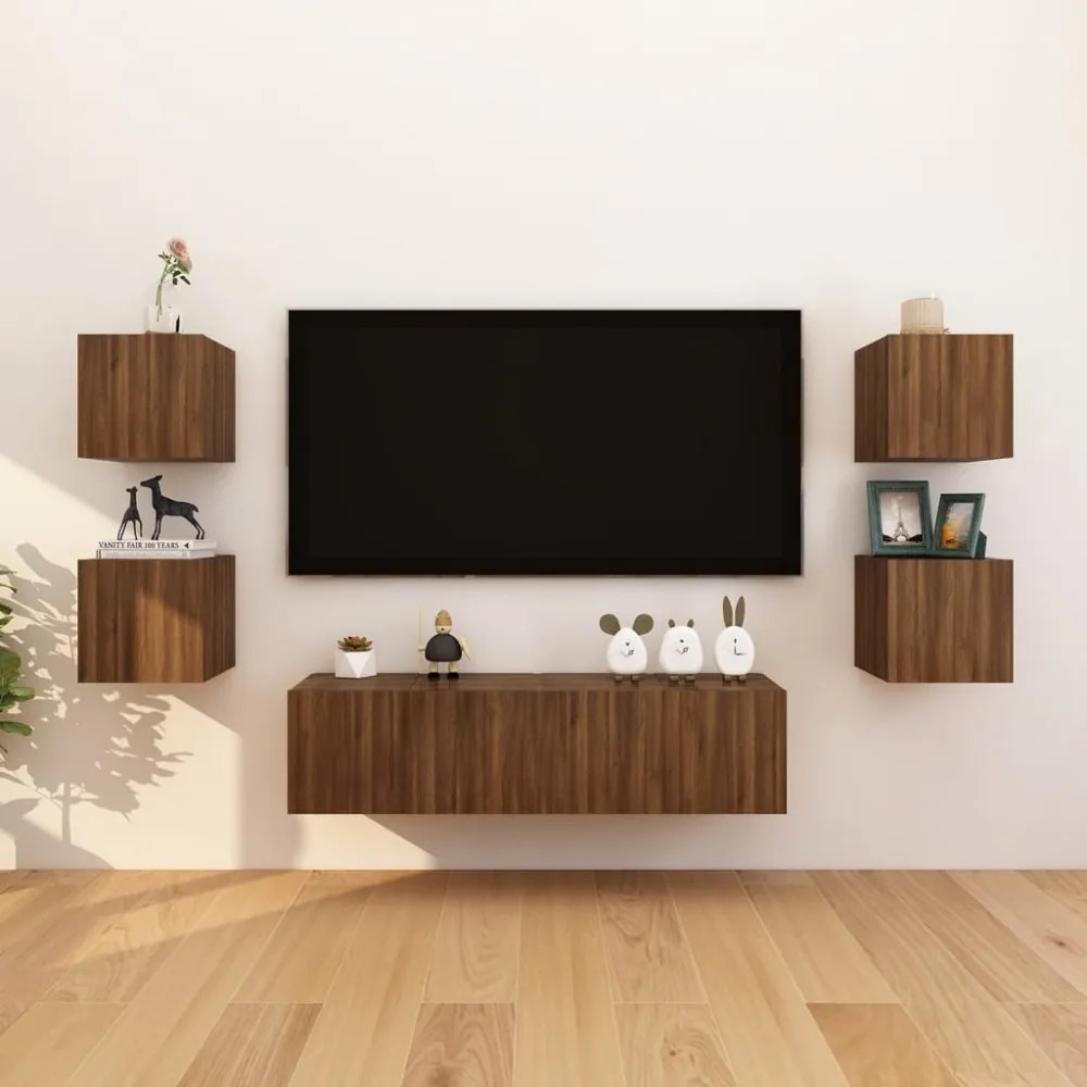 2 db barna tölgyszínű fali TV-szekrény 30,5 x 30 x 30 cm