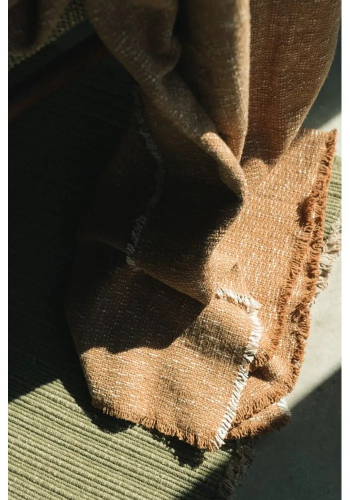 Okkersárga pamut takaró 130x180 cm Handloom – Lorena Canals