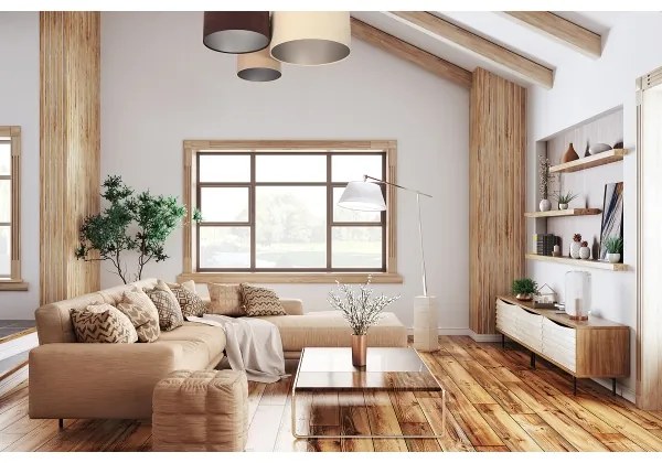 Mennyezeti lámpa SPACE 3xE27/60W/230V krém/barna/bézs