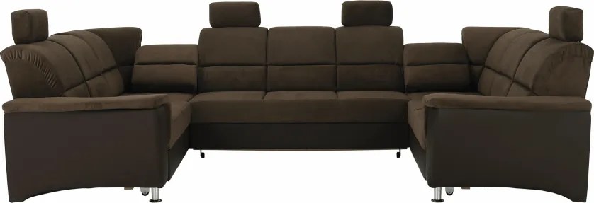 Ülőgarnitúra, textilbőr barna/szövet barna, SANTIAGO U