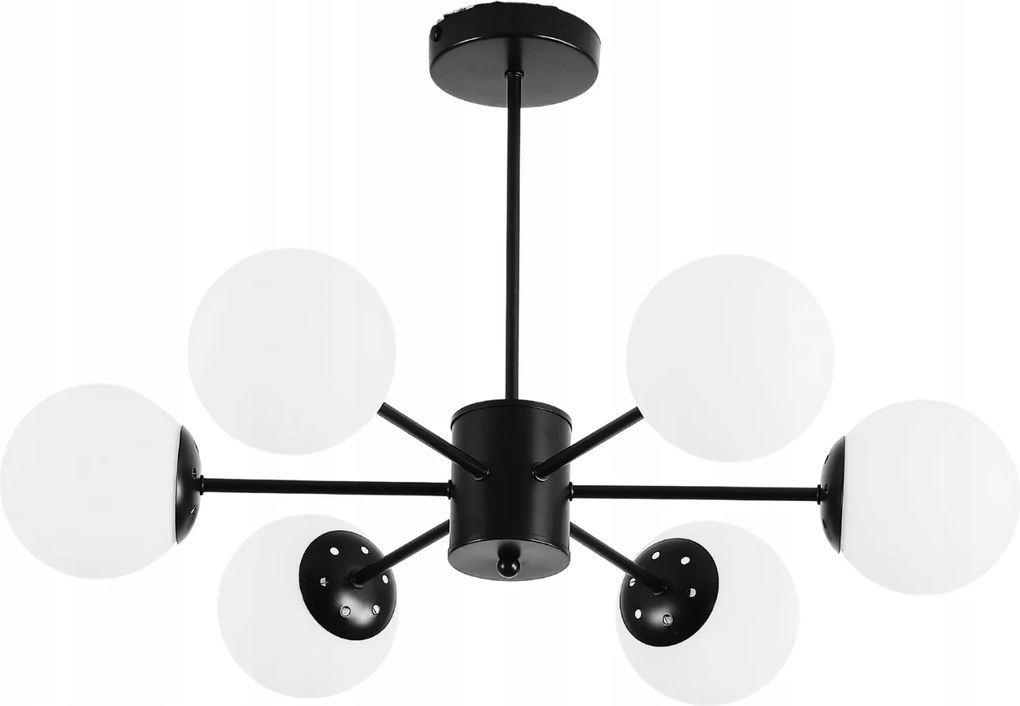 Függőlámpa Mennyezeti Csillár Gömbök fekete Modern Led tejfehér