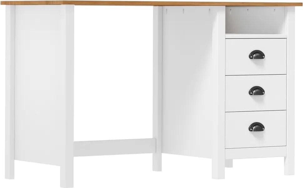 vidaXL Hill 3 fiókos tömör fenyőfa íróasztal 120 x 50 x 74 cm