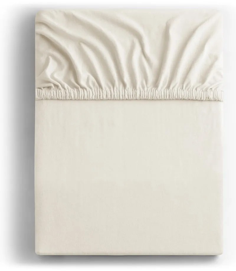 Fehér-krémszínű gumis jersey lepedő 220x200 cm Amber – Restilo