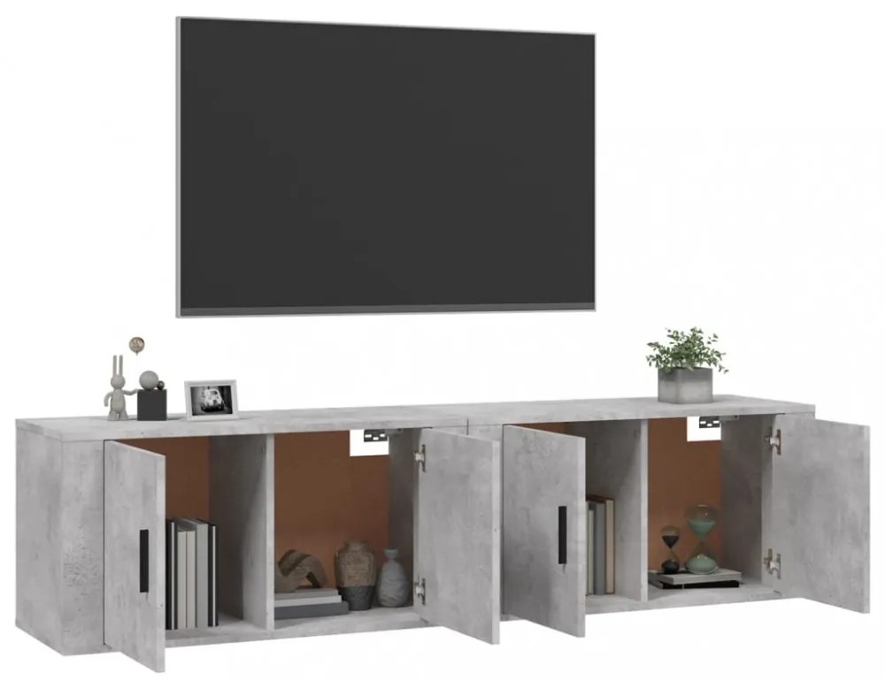 2 db betonszürke fali TV-szekrény 80 x 34,5 x 40 cm
