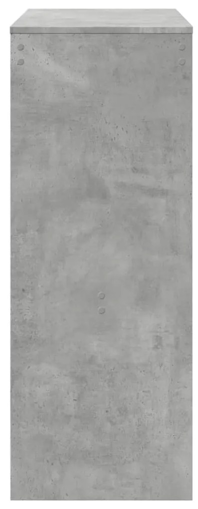 betonszürke szerelt fa tárolórekeszes bárasztal 90x40x103,5 cm