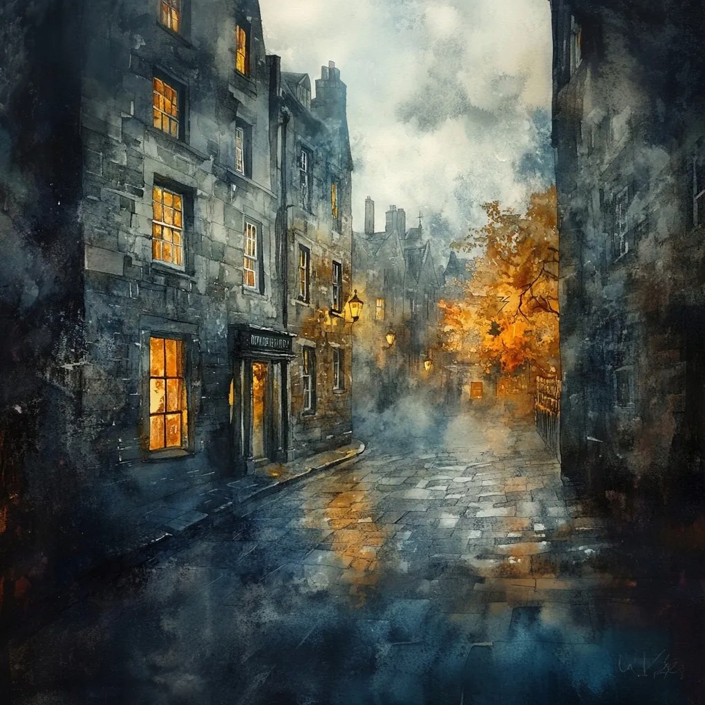 Vászonkép Canvas Város Edinburgh Utca Este Ősz Kilátás 80x80