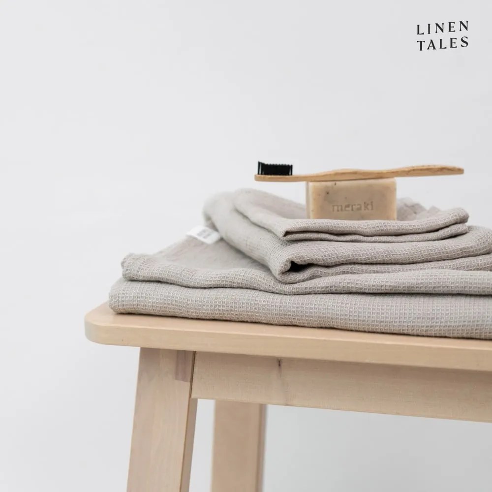 Natúr színű len darázs fürdőlepedő 100x140 cm Natural Fine Waffle – Linen Tales