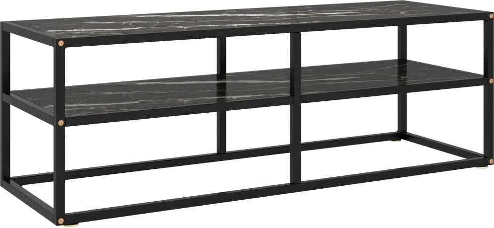 vidaXL fekete TV-szekrény fekete márvány mintás üveggel 120x40x40 cm