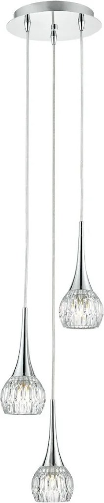 DAR LIGHTING LYA0350 LYALL Többágú Függesztett Lámpa Csiszolt Króm, Átlátszó G9 IP20