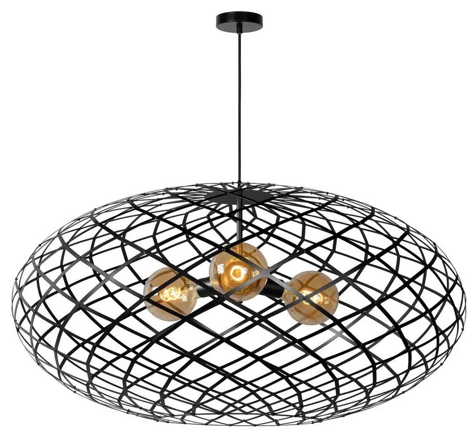 Lucide 21417/99/30 - Csillár zsinóron WOLFRAM 3xE27/60W/230V fekete