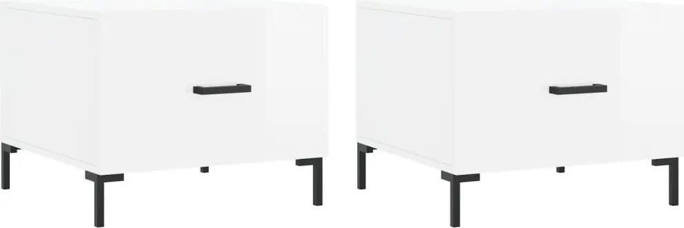 vidaXL 2 db magasfényű fehér szerelt fa dohányzóasztal 50 x 50 x 40 cm