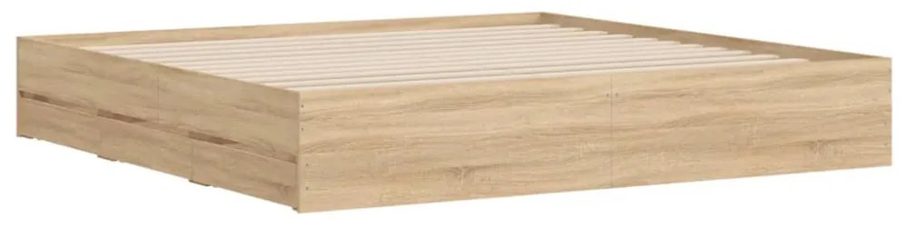 sonoma tölgyszínű szerelt fa ágykeret 200 x 200 cm