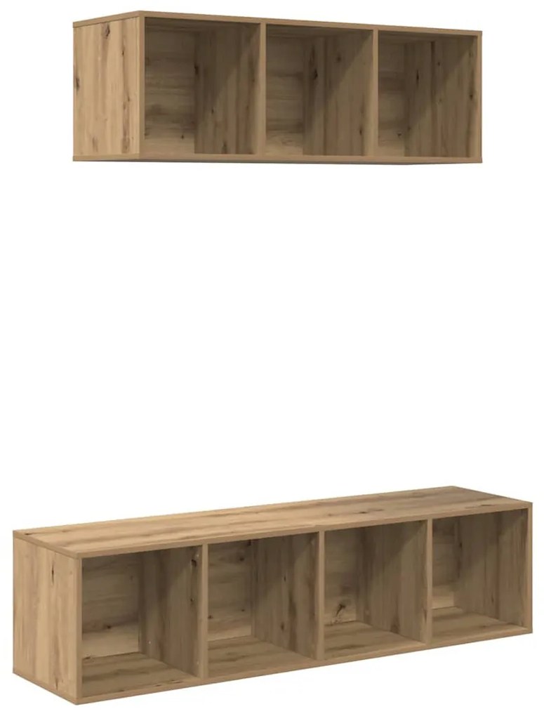 TV Szekrény Szett Falra szerelhető 2 pcs kézműves tölgy Faanyag