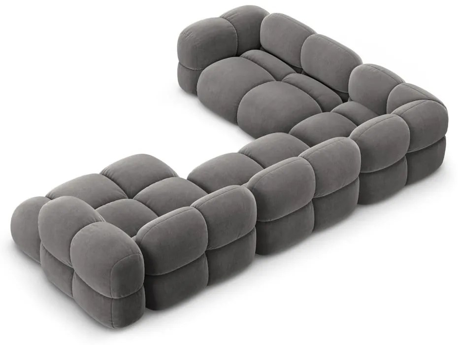 Szürke bársony sarokkanapé (bal oldali-U alakú) Loretto – Cosmopolitan Design