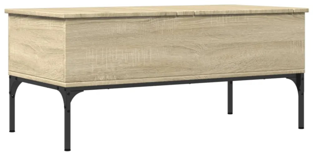 sonoma tölgy szerelt fa és fém dohányzóasztal 100x50x45 cm