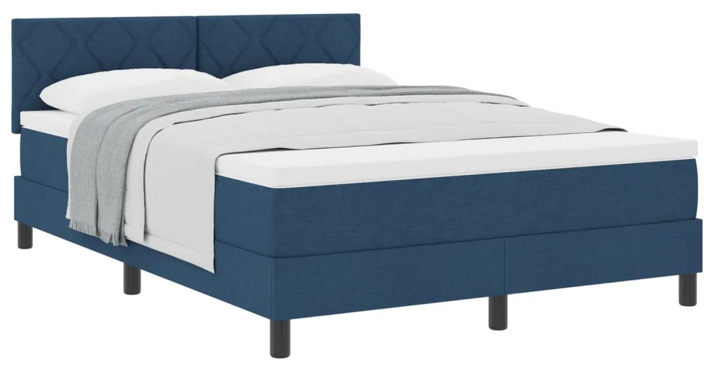 Boxspring Ágy Mattal Kék 140x200 cm Szövet