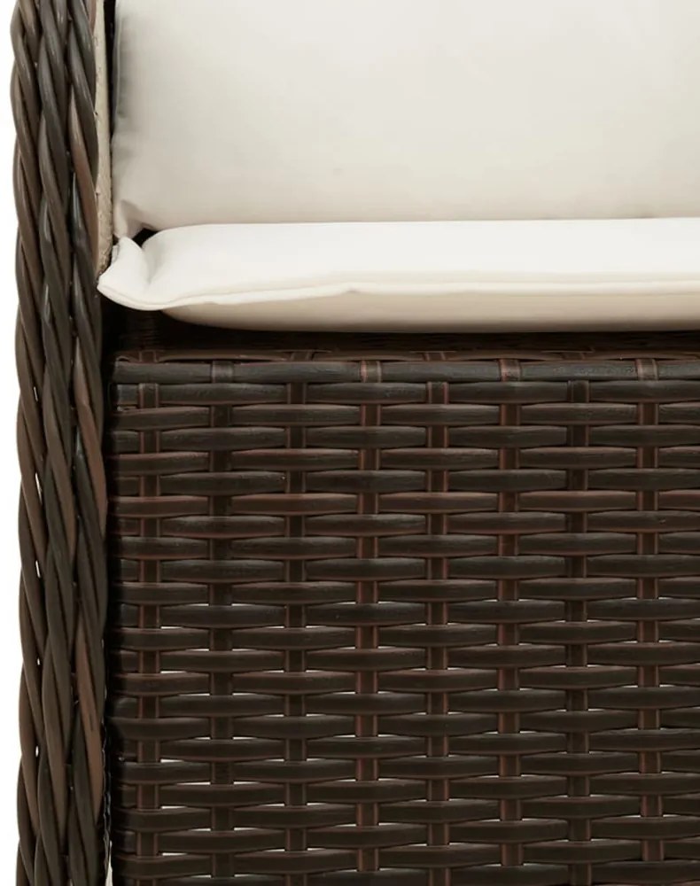 2 db barna polyrattan kerti szék párnával