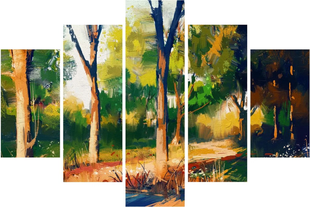 Erdő képe a nyári napsütésben, festmény (150x105 cm)